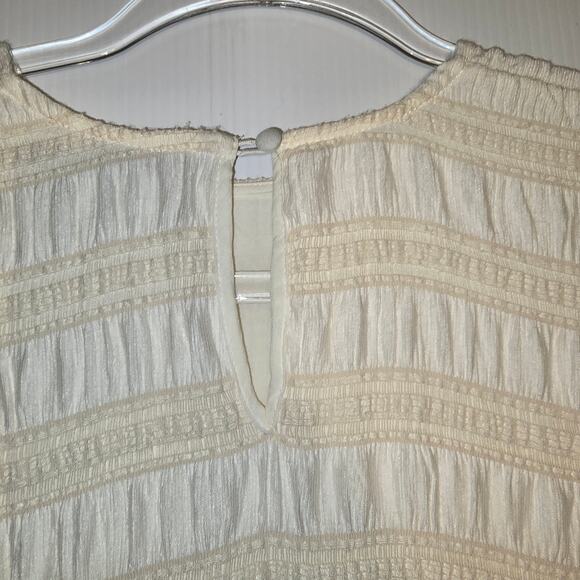 Anine Bing Viola Dress Knee Length Cream Pleating & Lace Uneven Hem M - Picture 6 of 10